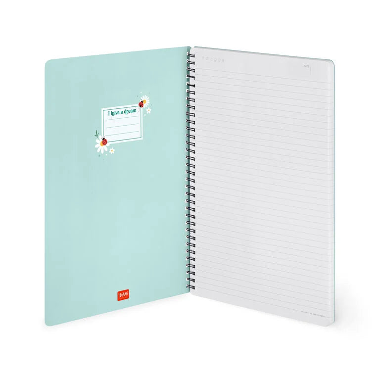 Caderno A4 em Espiral Pautado com Folha de Autocolantes Joaninha Legami