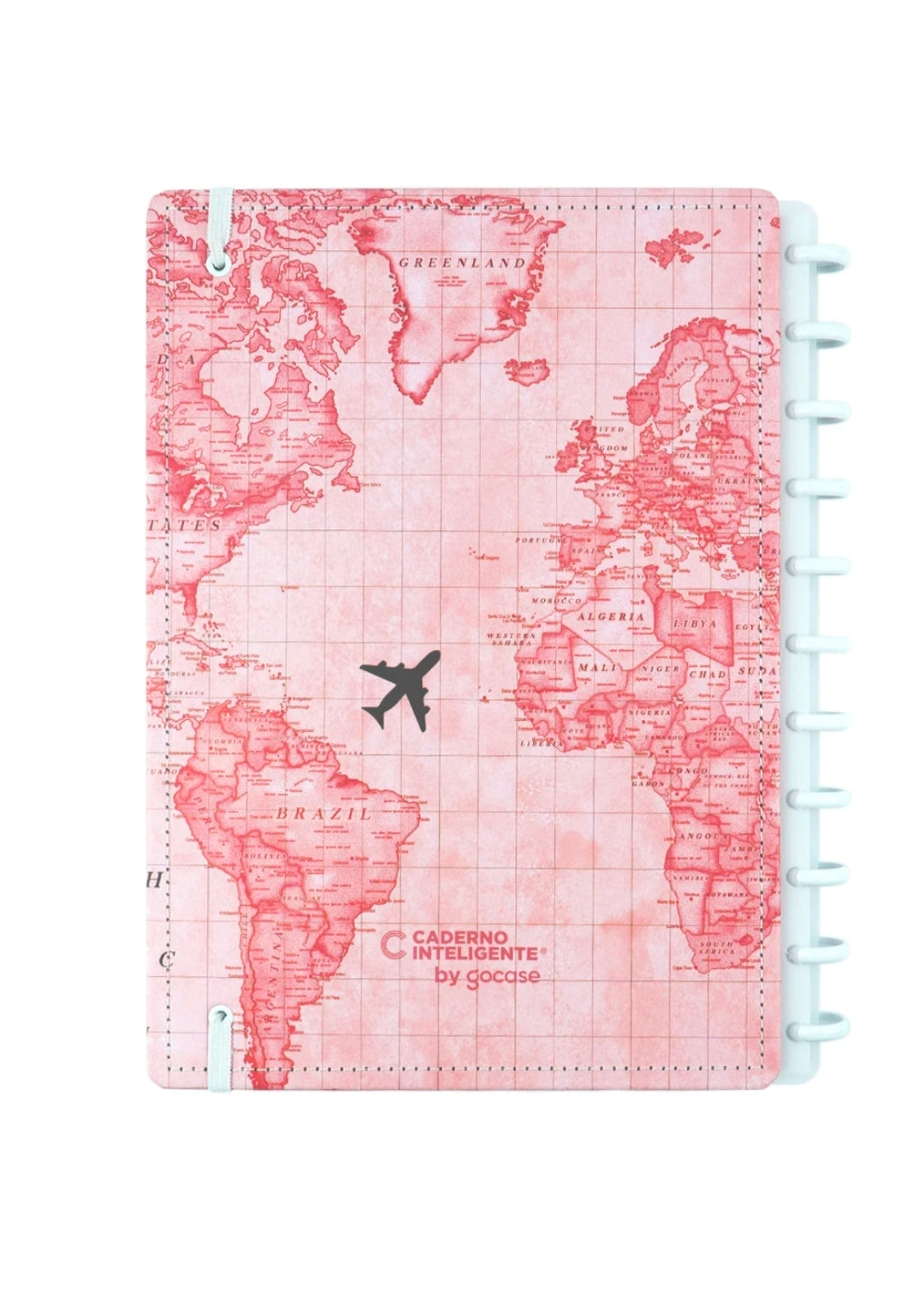 Caderno Inteligente A4 Mapa Mundi Rosa Edição Especial Gocase