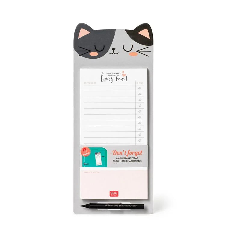 Bloco de Notas Magnético com Lápis Gatinho Legami