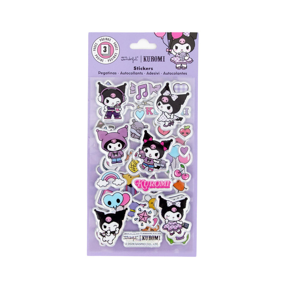 Conjunto Autocolantes com Relevo Kuromi Mr.Wonderful