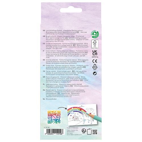 Conjunto Lápis Colorir 10+3 Unicórnio com Autocolantes Faber-Castell