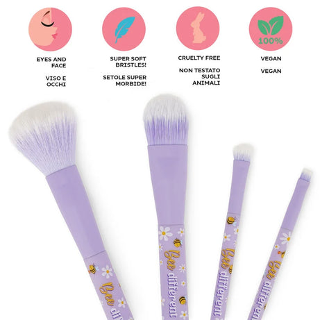 Conjunto 4 Pincéis Maquiagem Abelha Legami