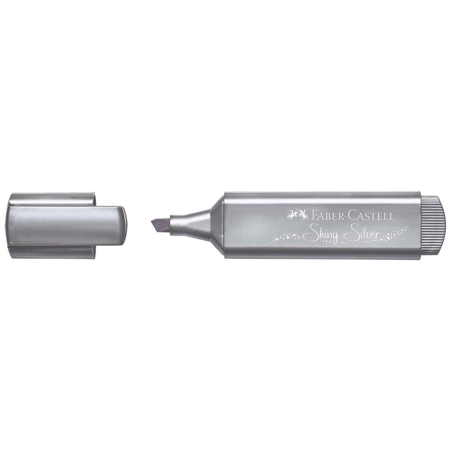 Sublinhador Metálico Prateado Brilhante com Glitter Faber-Castell