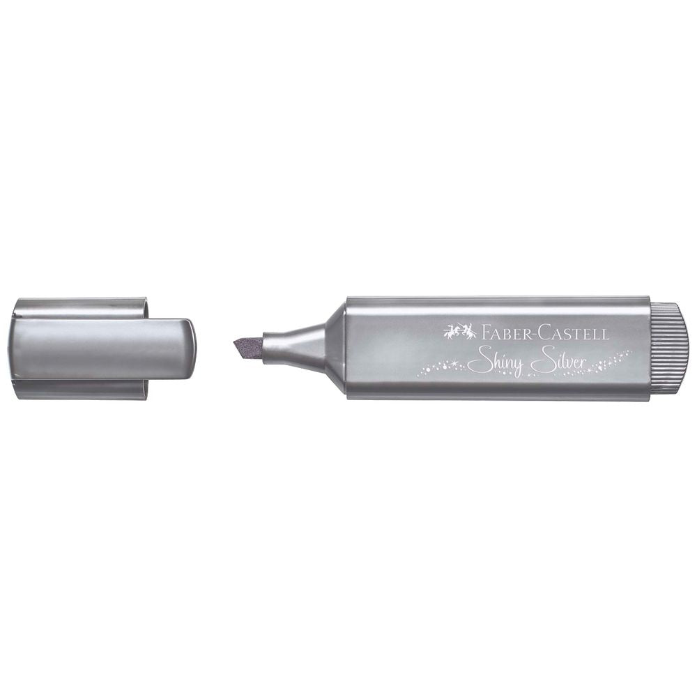 Sublinhador Metálico Prateado Brilhante com Glitter Faber-Castell
