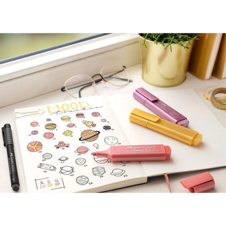 Sublinhador Metálico Vermelho Glorioso com Glitter Faber-Castell