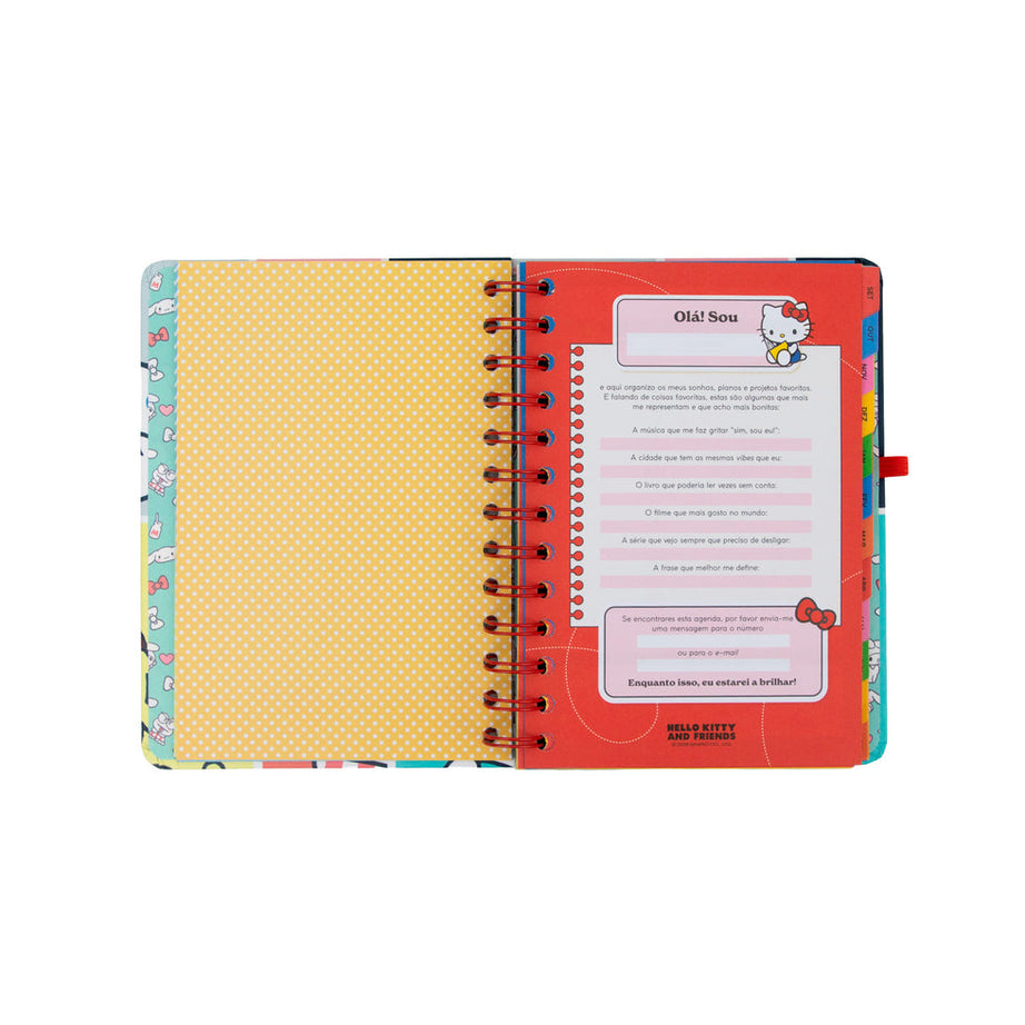 Agenda Semanal Pequena 2026/2027 Mr.Wonderful Hello Kitty & Friends com 3 Canetas Apagáveis "Somos a Melhor Equipa