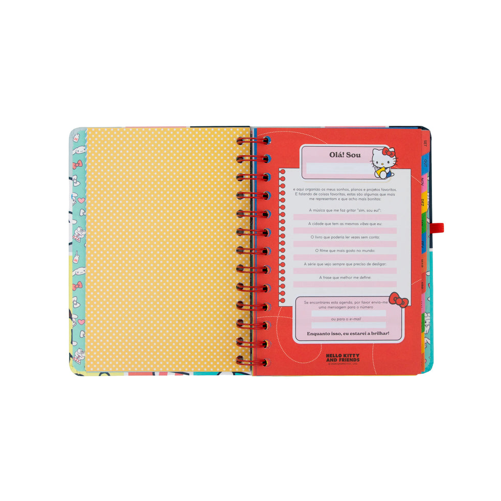 Agenda Semanal Pequena 2026/2027 Mr.Wonderful Hello Kitty & Friends com 3 Canetas Apagáveis "Somos a Melhor Equipa