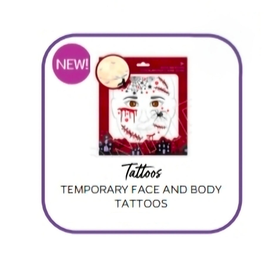 Brevemente - Conjunto Tatuagens Cara e Corpo Halloween Legami