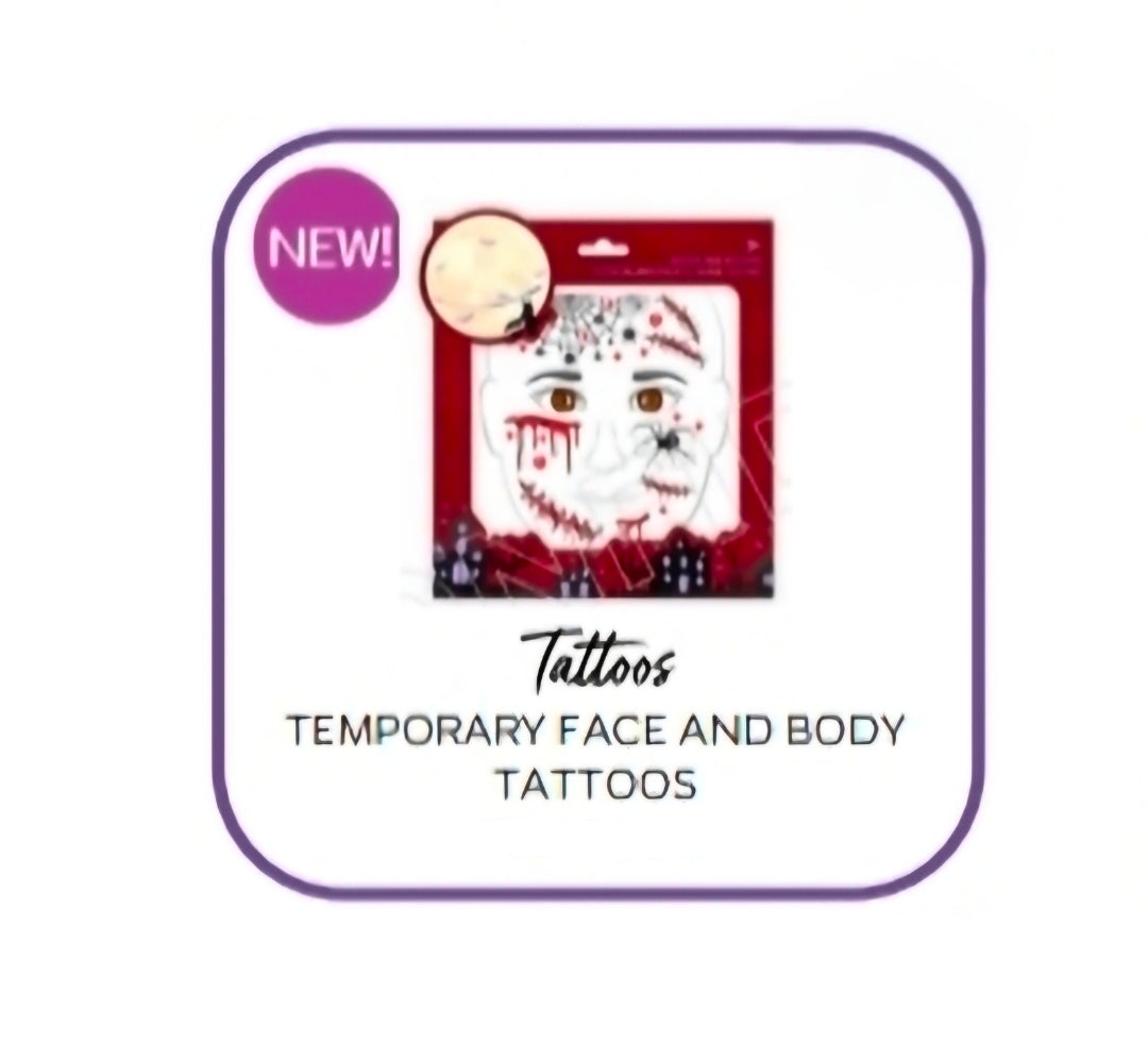 Brevemente - Conjunto Tatuagens Cara e Corpo Halloween Legami