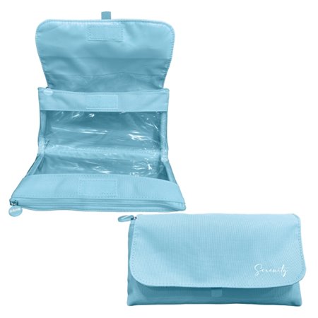 Estojo Duplo Azul Pastel com Divisórias Transparentes "em Livro" Dohe