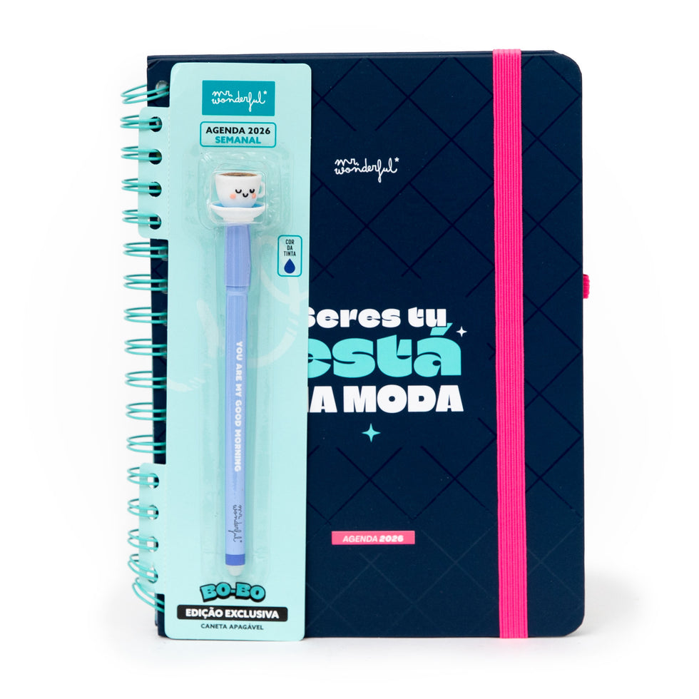 Agenda Semanal Mr.Wonderful 2026 - Seres tu está na moda - Com Caneta Exclusiva