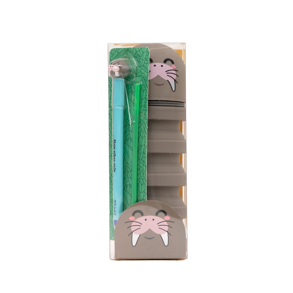 Estojo de Silicone Extensível Morsa com Caneta Apagável Morsa com Recarga Extra Mr.Wonderful