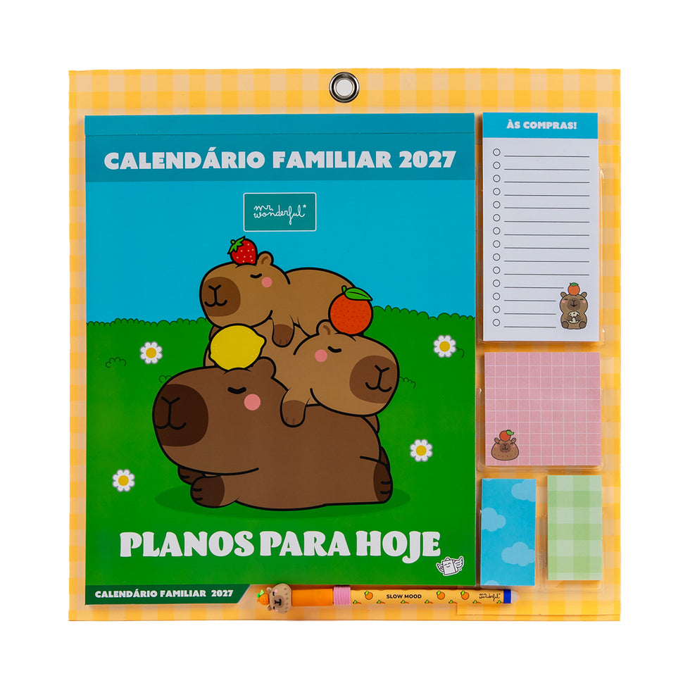 Calendário de Parede Magnético 2027 Mr.Wonderful com Caneta Apagável Capivara Exclusiva