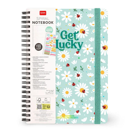 Caderno A5 em Espiral Pautado com Folha de Autocolantes Joaninha Legami