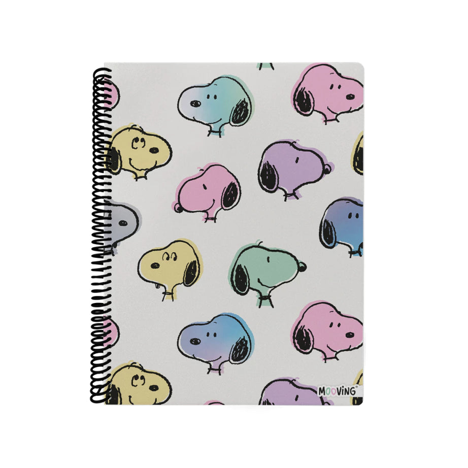 Caderno A4 Snoopy Quadriculado em Espiral com Folha de Autocolantes e Envelope