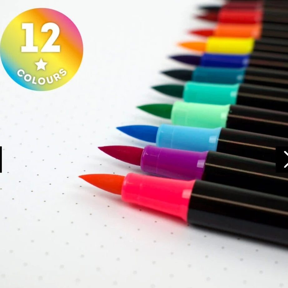 12 Brush Pens Cores Brilhantes Legami