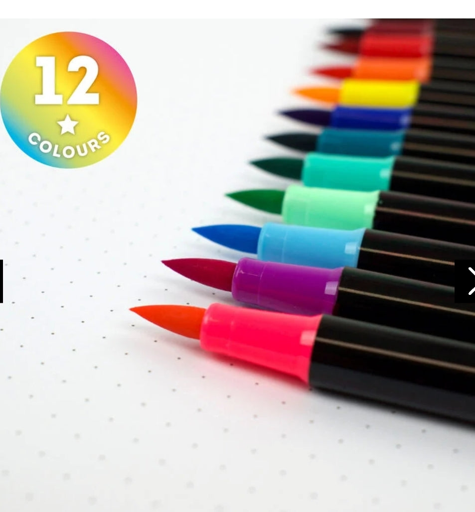 12 Brush Pens Cores Brilhantes Legami