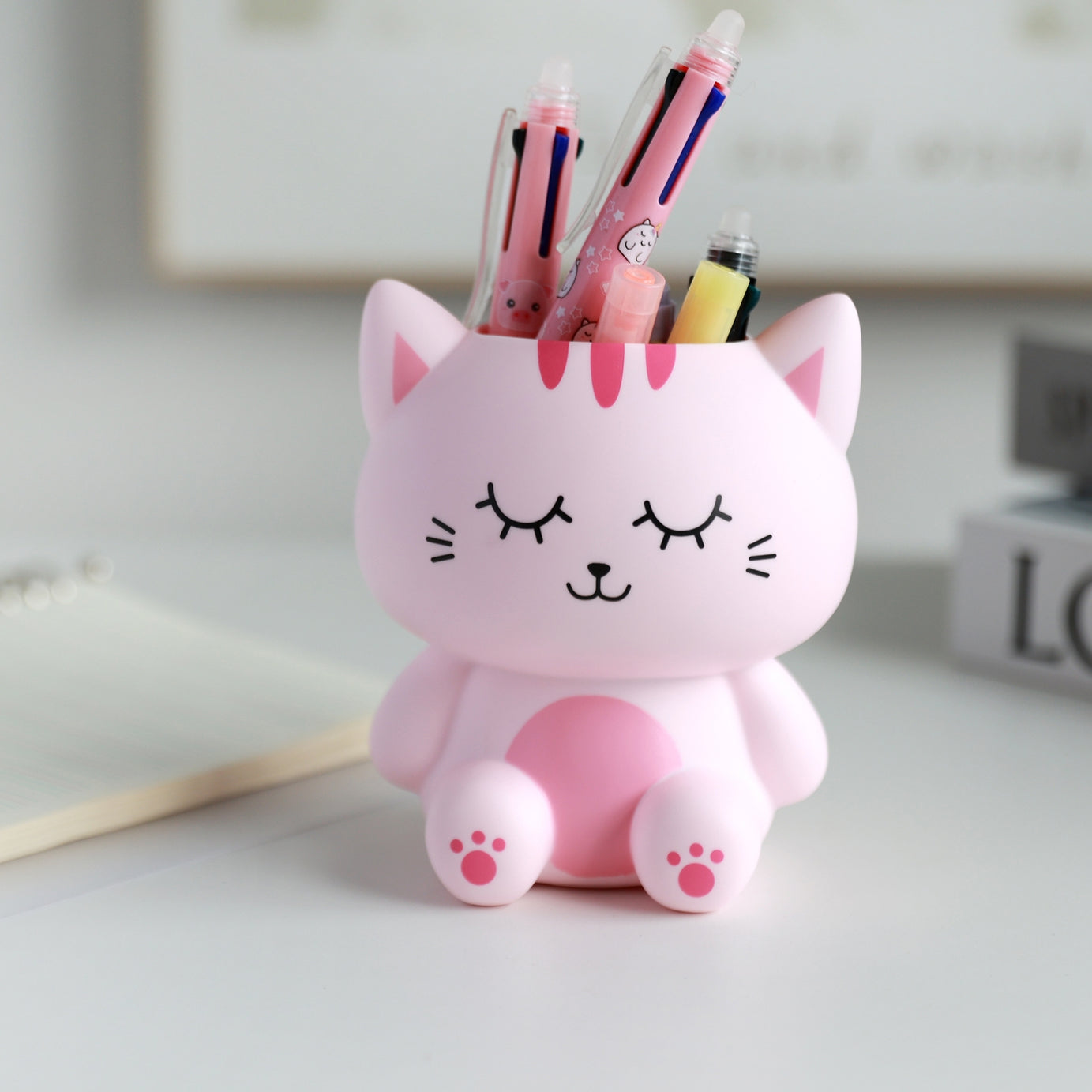 Copo de Secretária Gato Rosa 3D Itotal