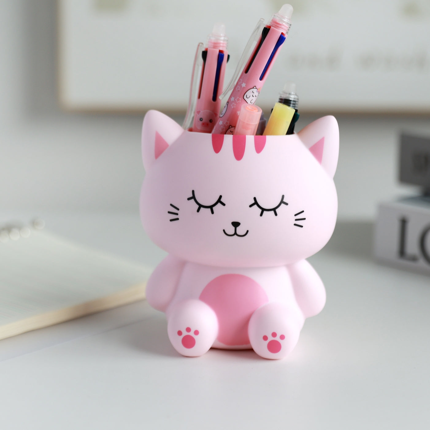 Copo de Secretária Gato Rosa 3D Itotal