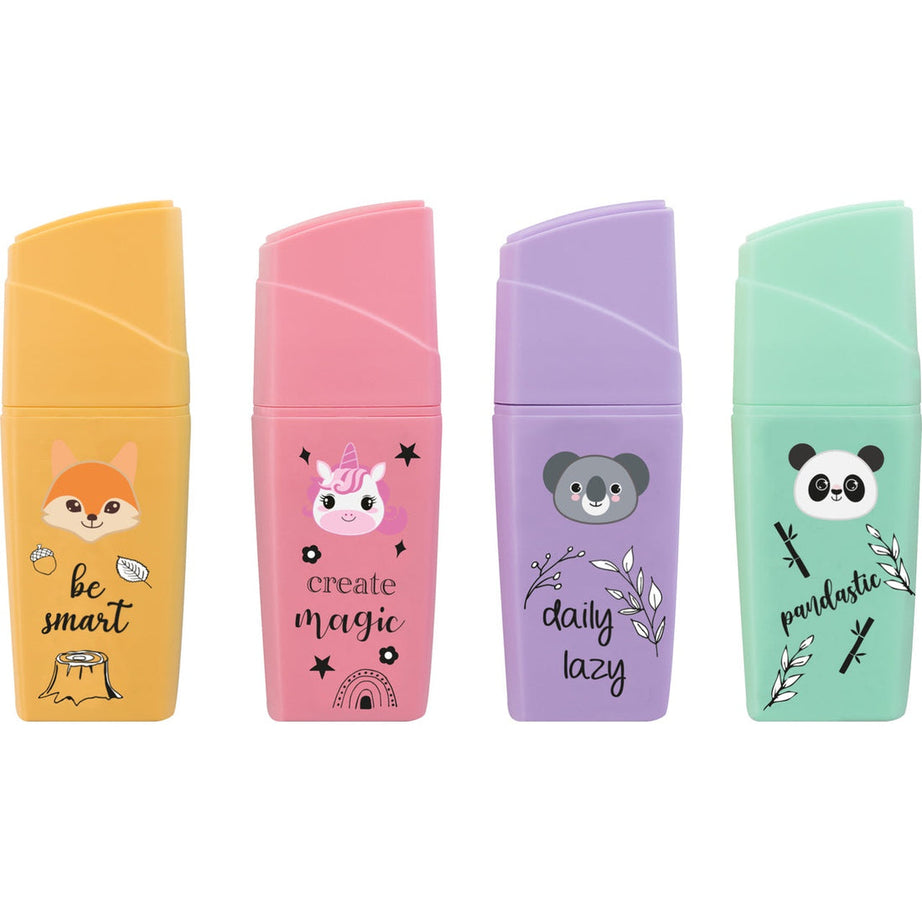 Conjunto 4 Sublinhadores Tons Pastel Animais EberhardFaber