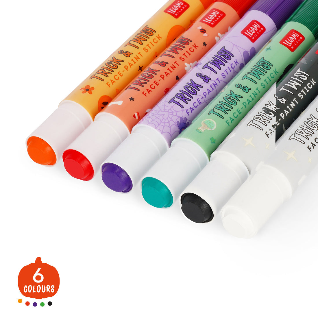 Brevemente - Conjunto de Maquilhagem com 6 Cores e Desenhos Stencils Halloween Legami