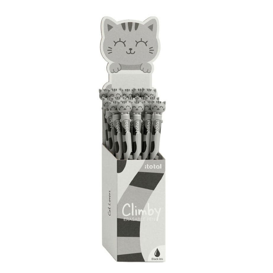 Caneta Apagável Gato Cinza Climby Itotal