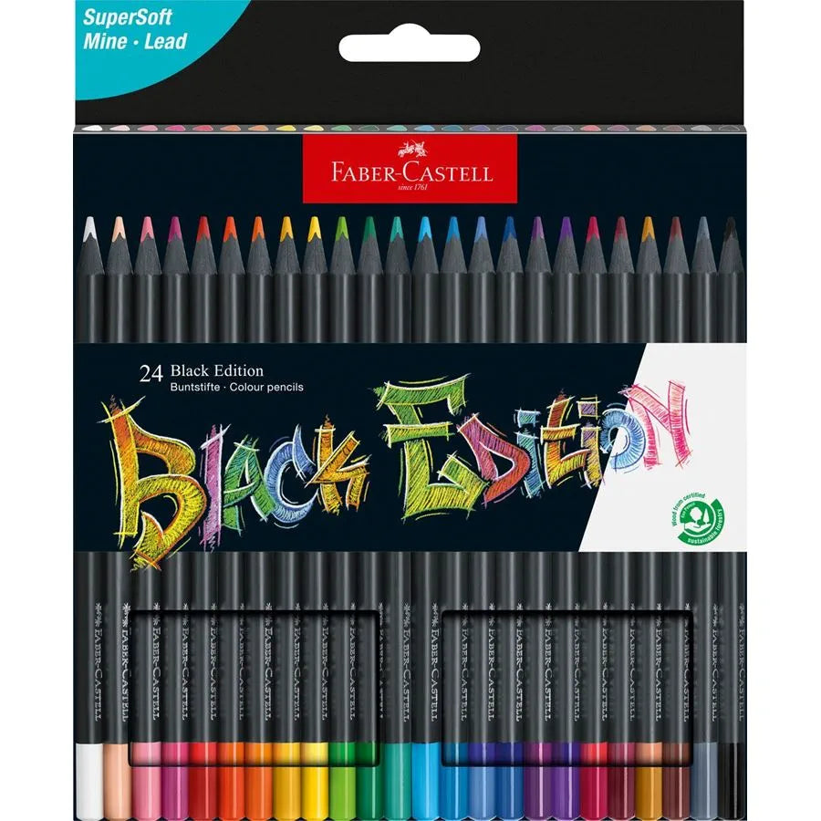 Conjunto 24 Lápis Colorir Black Edição Faber-Castell