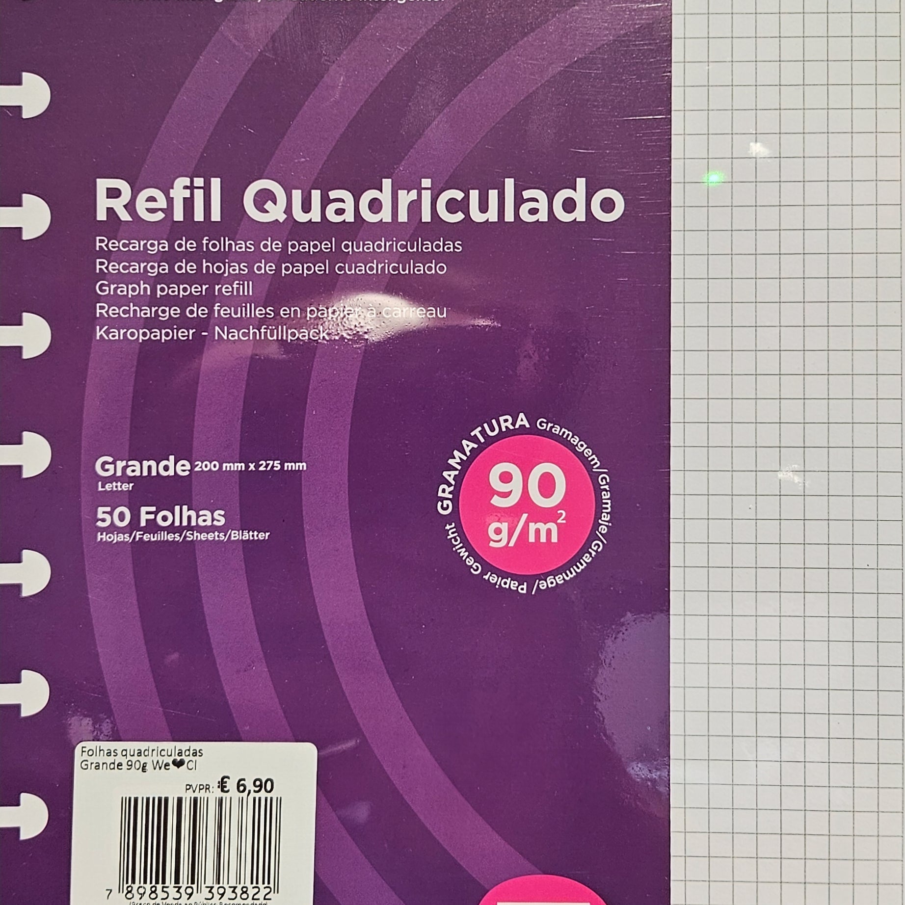 Recarga Quadriculada Grande 90g para Caderno Inteligente Original