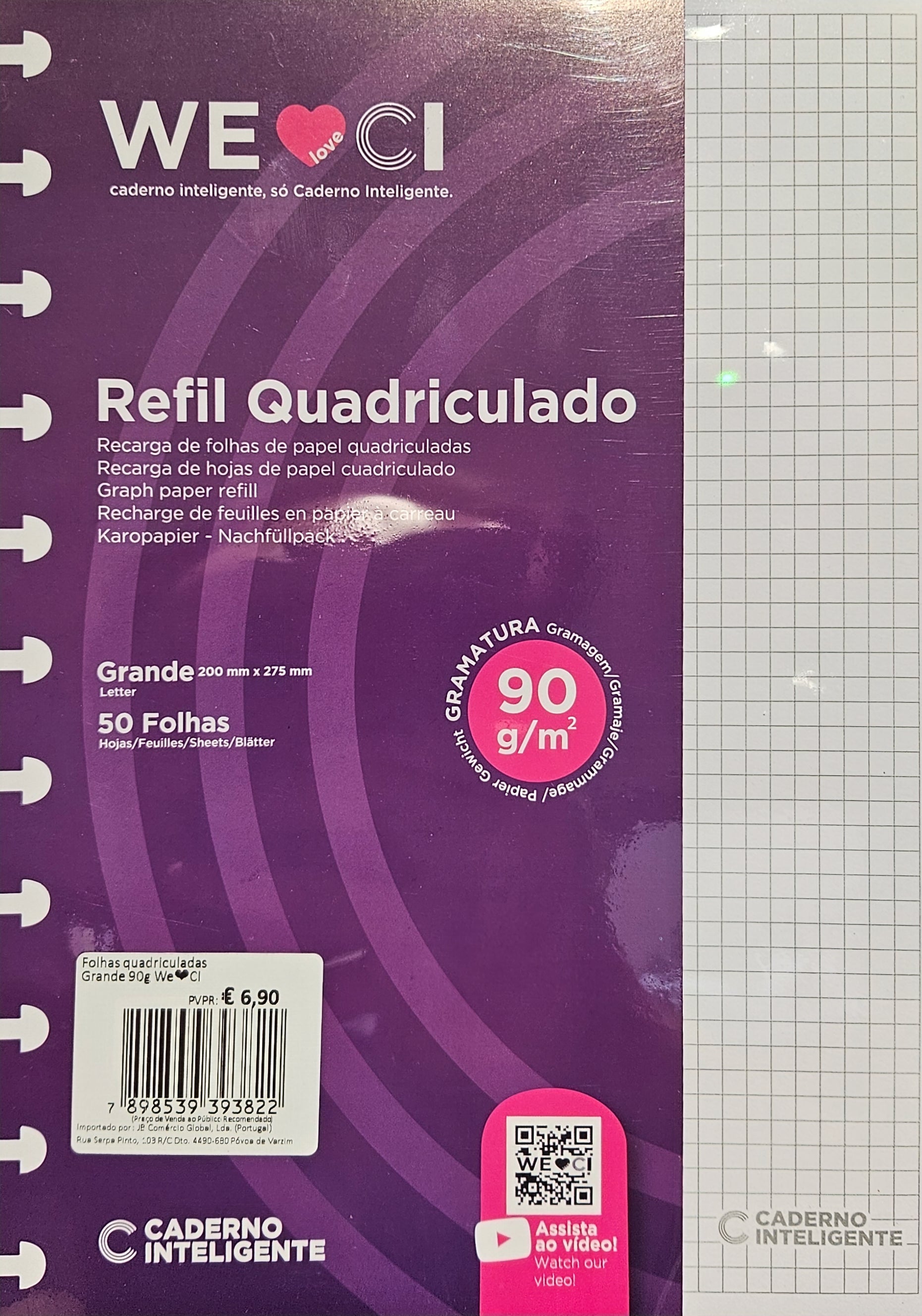 Recarga Quadriculada Grande 90g para Caderno Inteligente Original