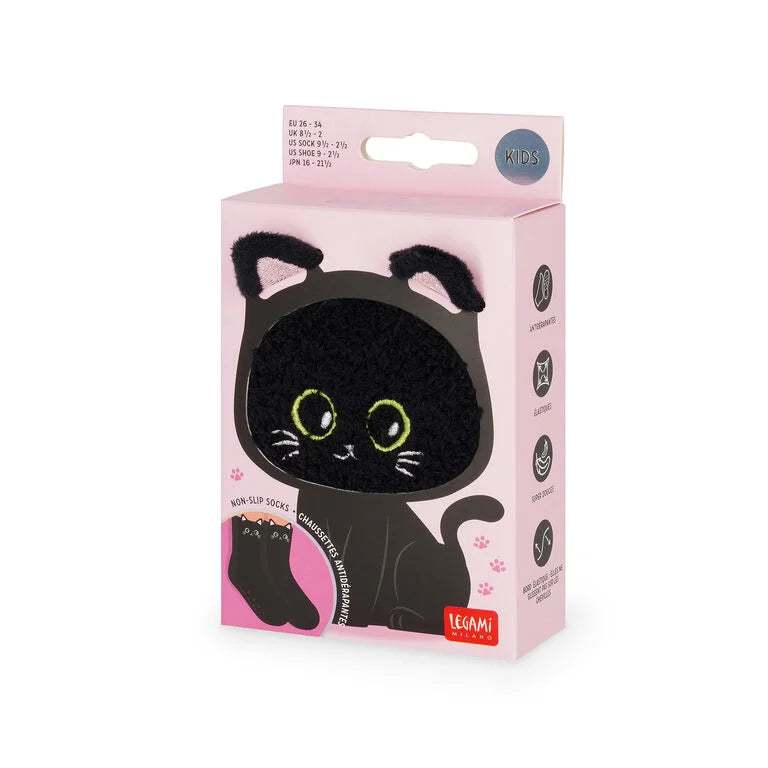 Meias Antiderrapante 3D Gato Preto Tamanho 26-34 Legami