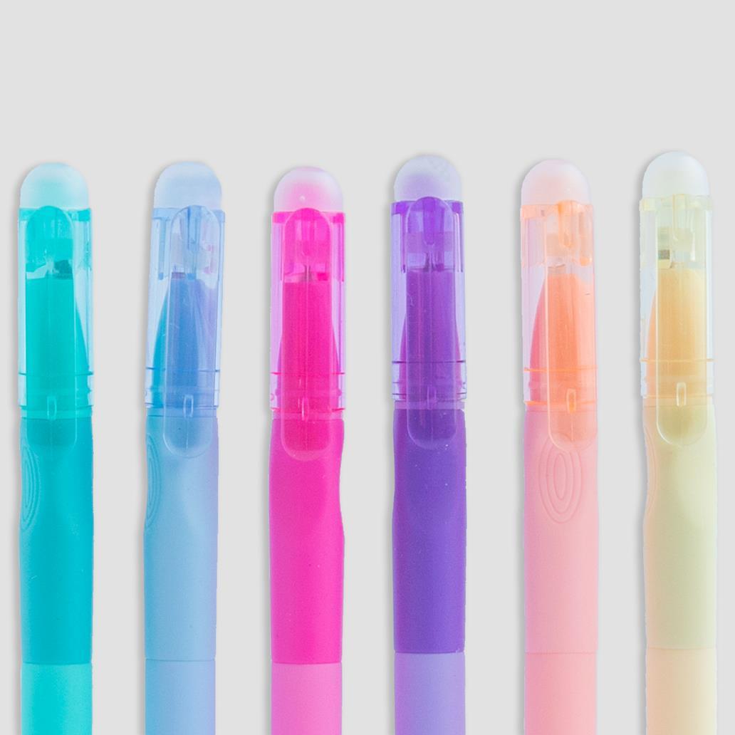 Conjunto 6 Canetas Apagáveis em Estojo Transparente "Stay Positive" Mr.Wonderful