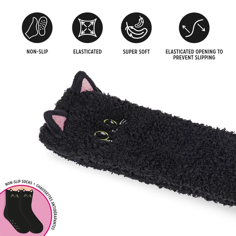 Meias Antiderrapante 3D Gato Preto Tamanho 35-42 Legami