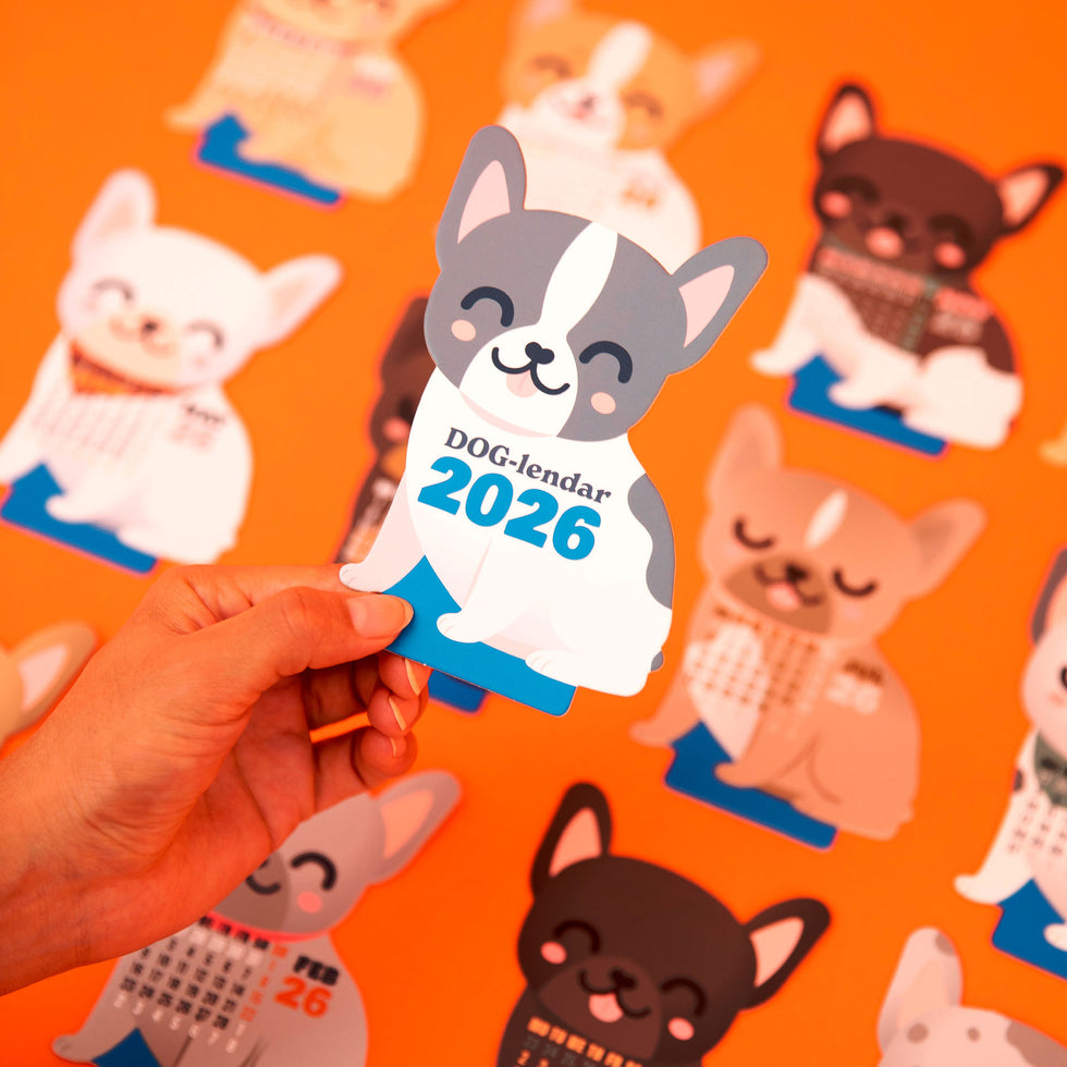 Calendário de Secretária Mr.Wonderful 2026 com base - Bulldog