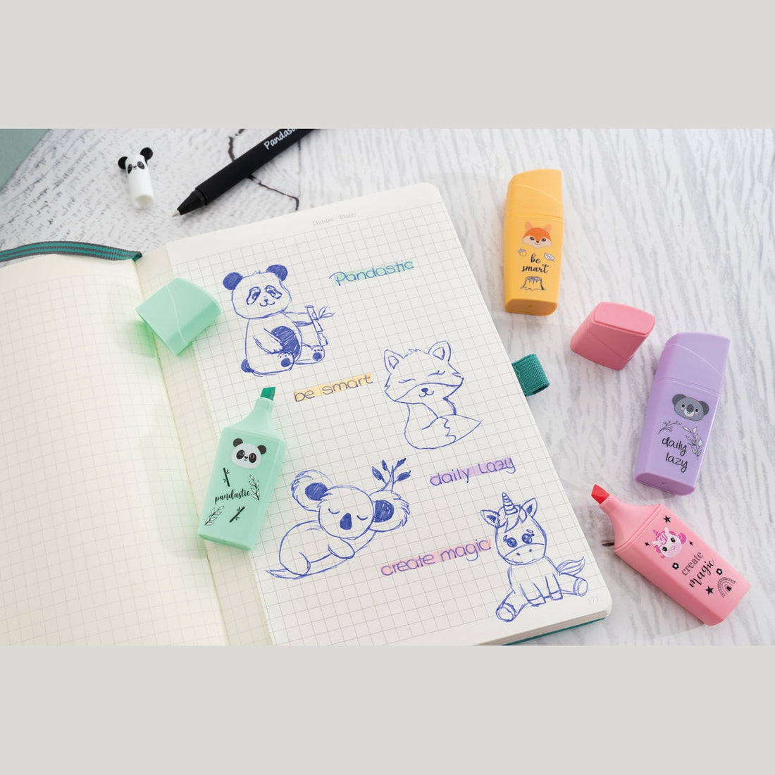 Conjunto 4 Sublinhadores Tons Pastel Animais EberhardFaber