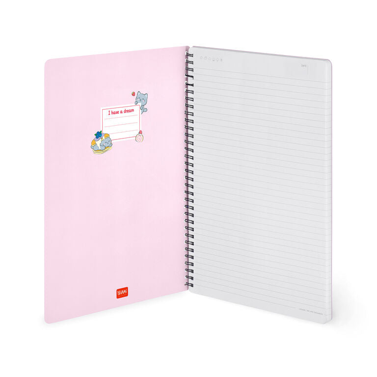 Caderno A4 em Espiral Pautado com Folha de Autocolantes Gato Legami