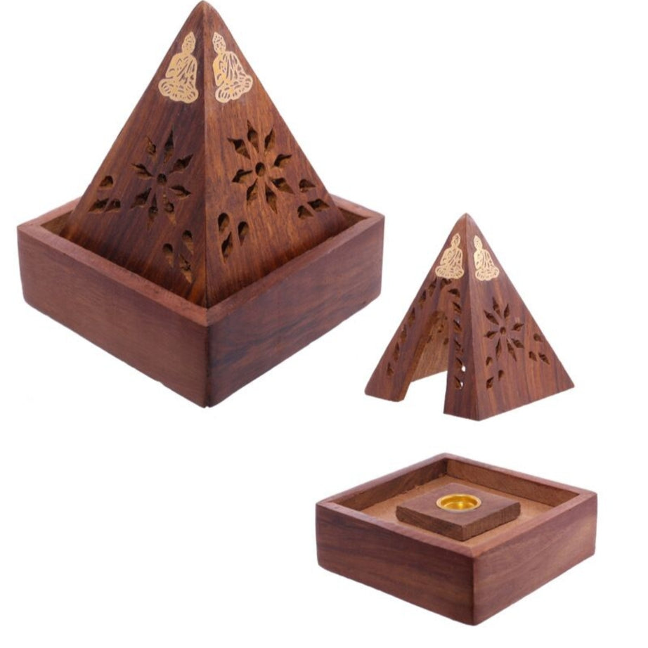 Queimador de Incenso para Cones - Pirâmide de Madeira