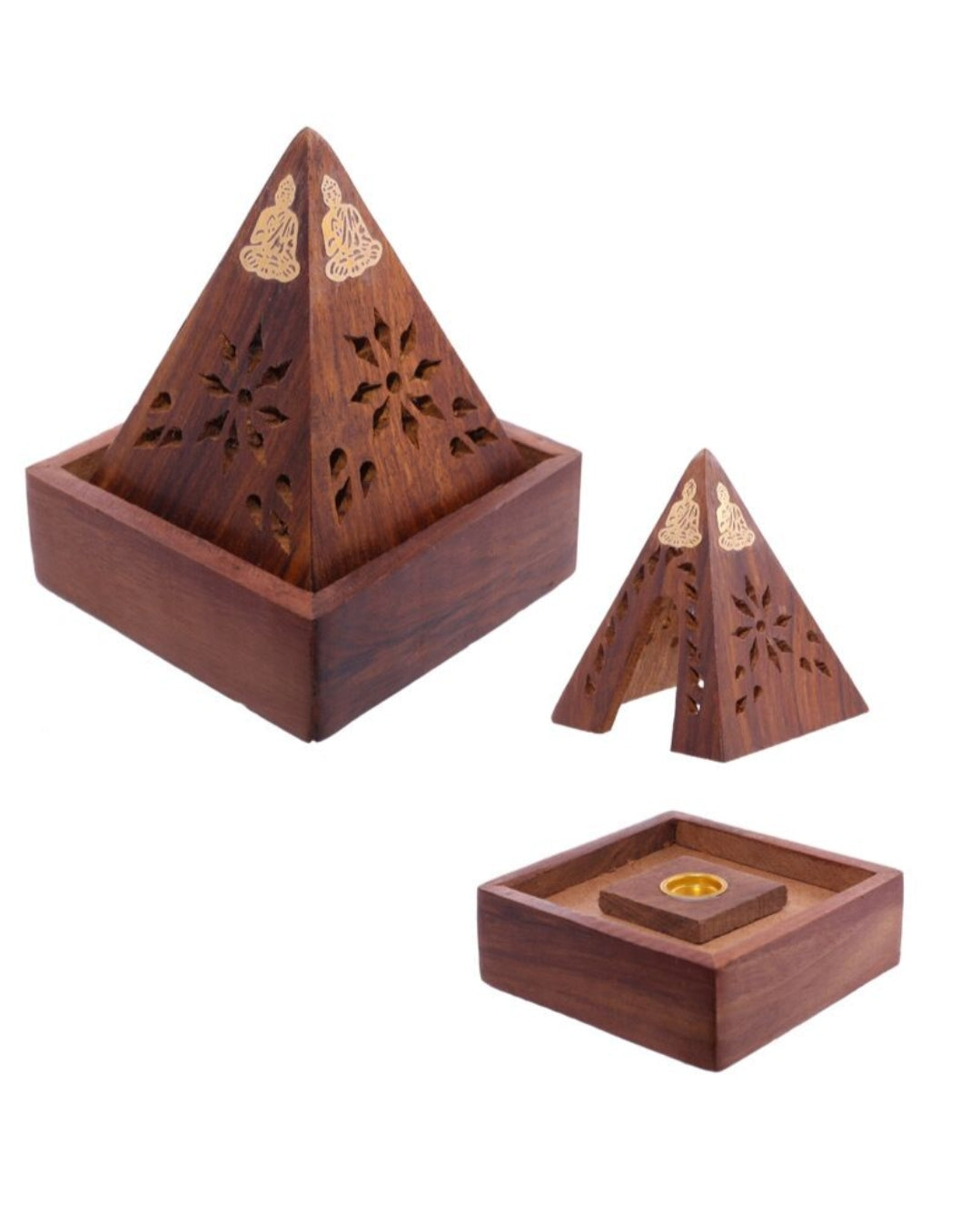 Queimador de Incenso para Cones - Pirâmide de Madeira