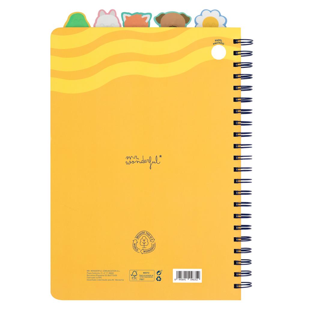 Caderno A4 Espiral Pautado Separadores "Para Grandes Metas Grandes Planos" Mr.Wonderful
