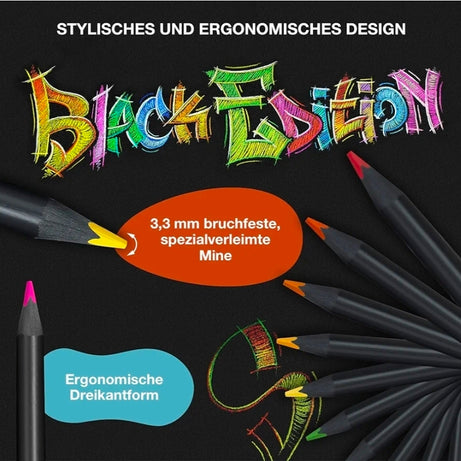Conjunto 12 Lápis Colorir Black Edição Cores Neon Faber-Castell