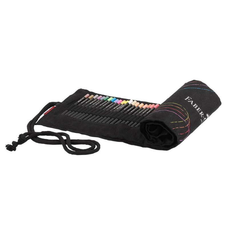 Estojo Black Edition Roll-up com 72 Lápis de Colorir Faber-Castell
