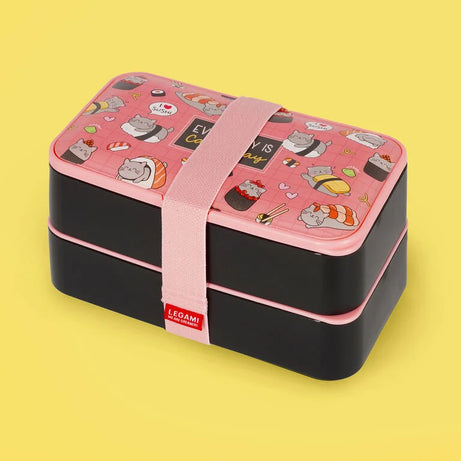 Caixa de Almoço com Divisórias e Talheres Sushi Cat Legami
