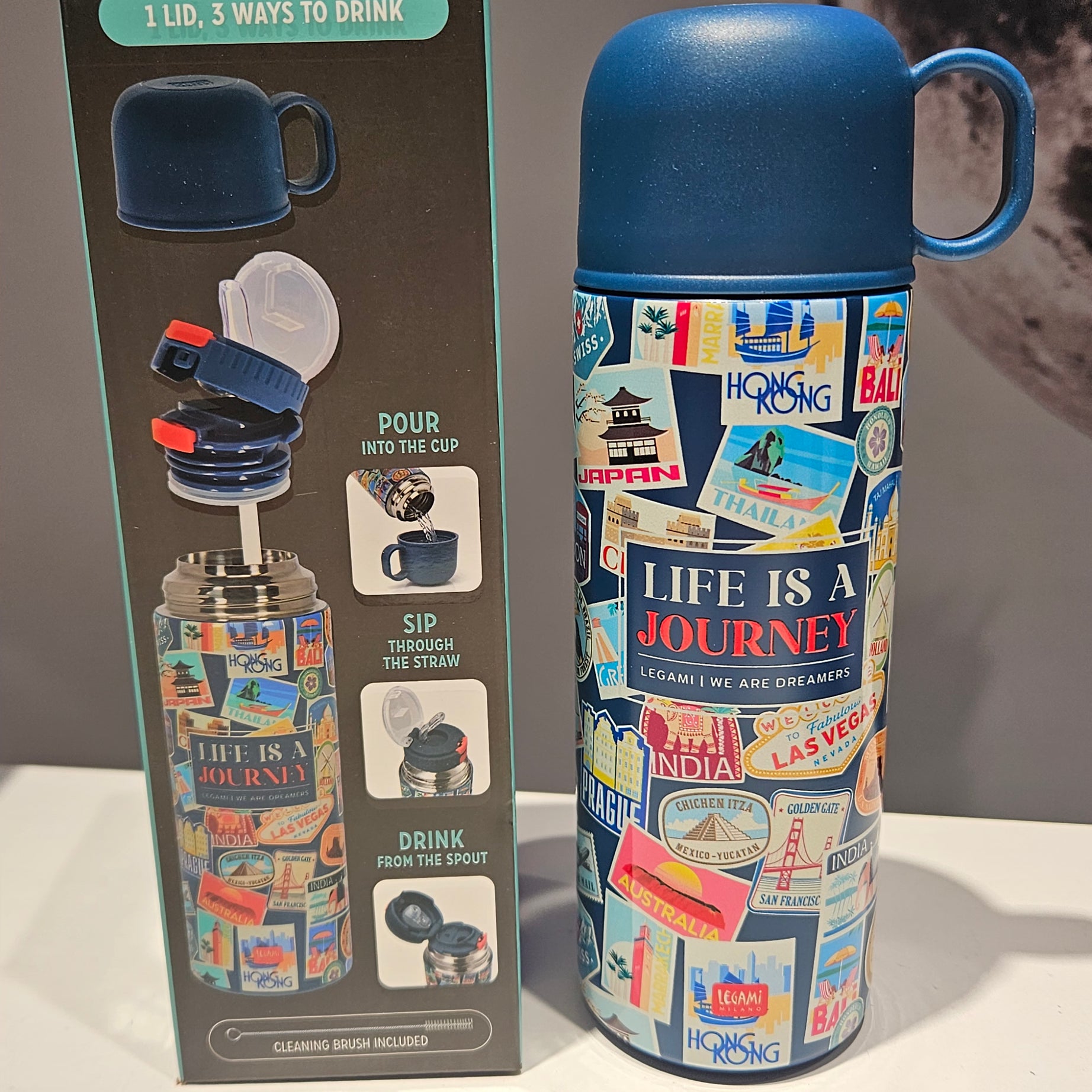 Garrafa Térmica com Copo Stickers Legami