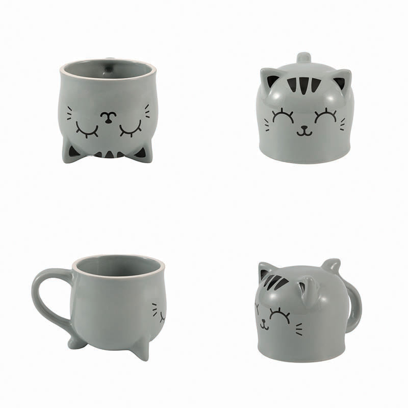 Caneca Reversível Gato Cinza Itotal 420ml