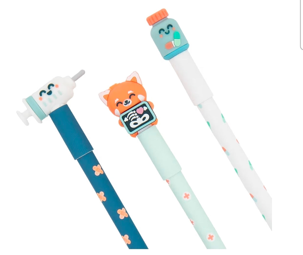 Conjunto 3 Canetas Apagáveis Tema Saúde Mr.Wonderful