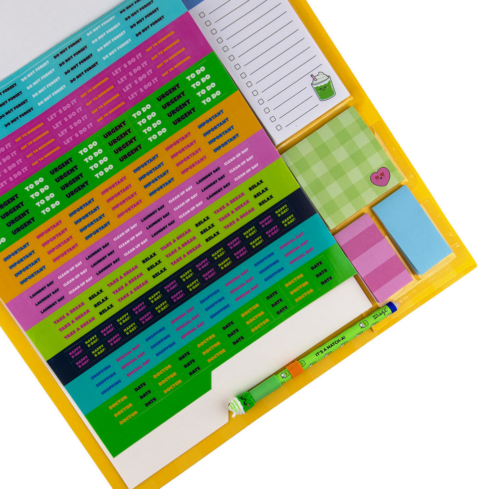 Calendário de Parede Magnético 2027 Mr.Wonderful com Caneta Apagável Exclusiva, Bloco de Notas, Post its e Autocolantes