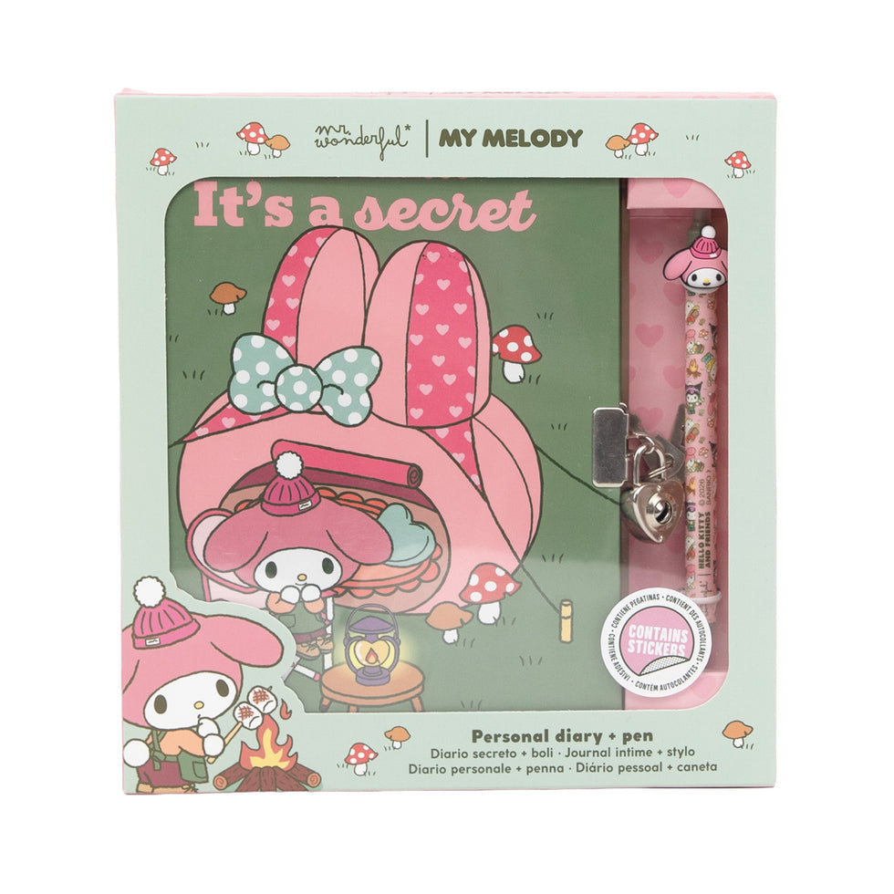 Diário Secreto + Caneta Apagável  My Melody Mr.Wonderful