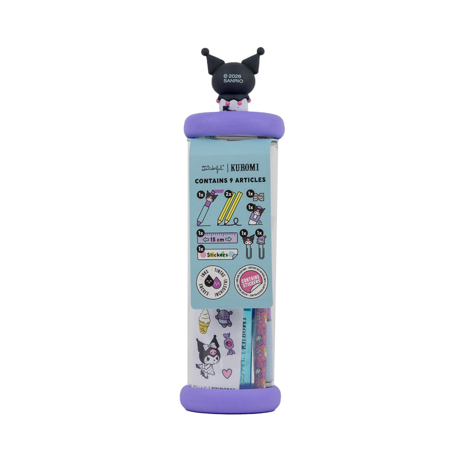 Estojo com Conjunto de Papelaria  Kuromi Mr.Wonderful