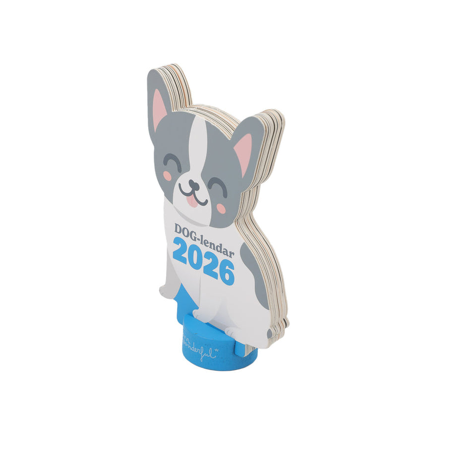 Calendário de Secretária Mr.Wonderful 2026 com base - Bulldog