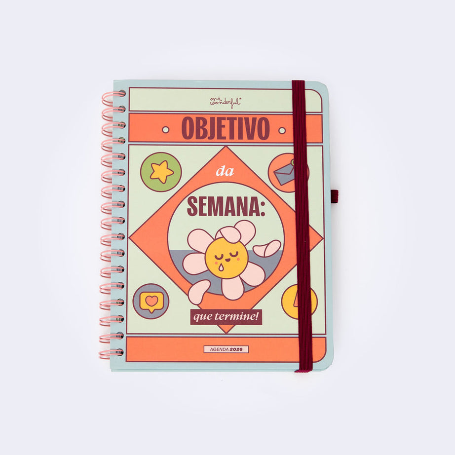 Agenda Semanal Mr.Wonderful 2026 - Objetivo da semana: que termine! - Com Caneta Exclusiva