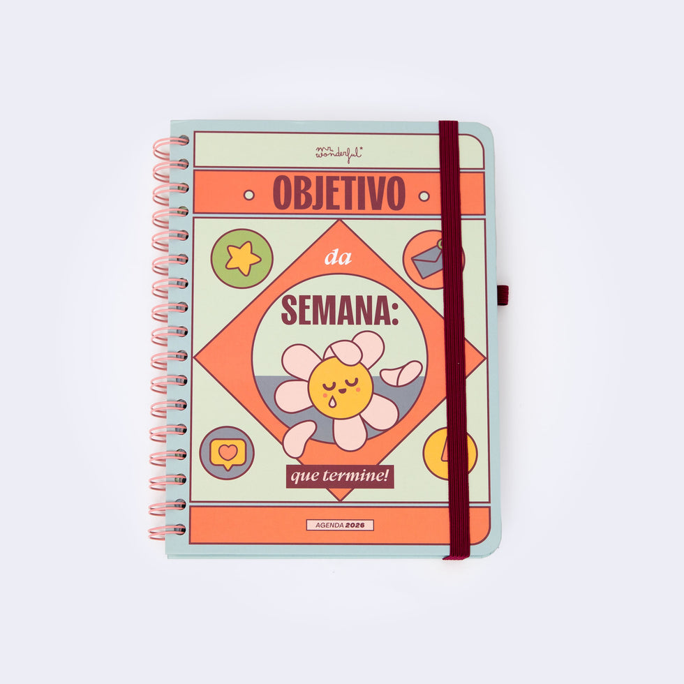 Agenda Semanal Mr.Wonderful 2026 - Objetivo da semana: que termine! - Com Caneta Exclusiva